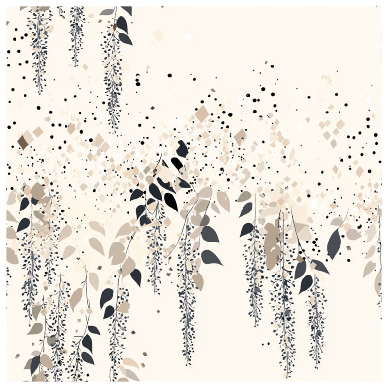 Édredon à motif floral feuilles scandinave, Édredon simple, Beige abstrait / géométrique / floral