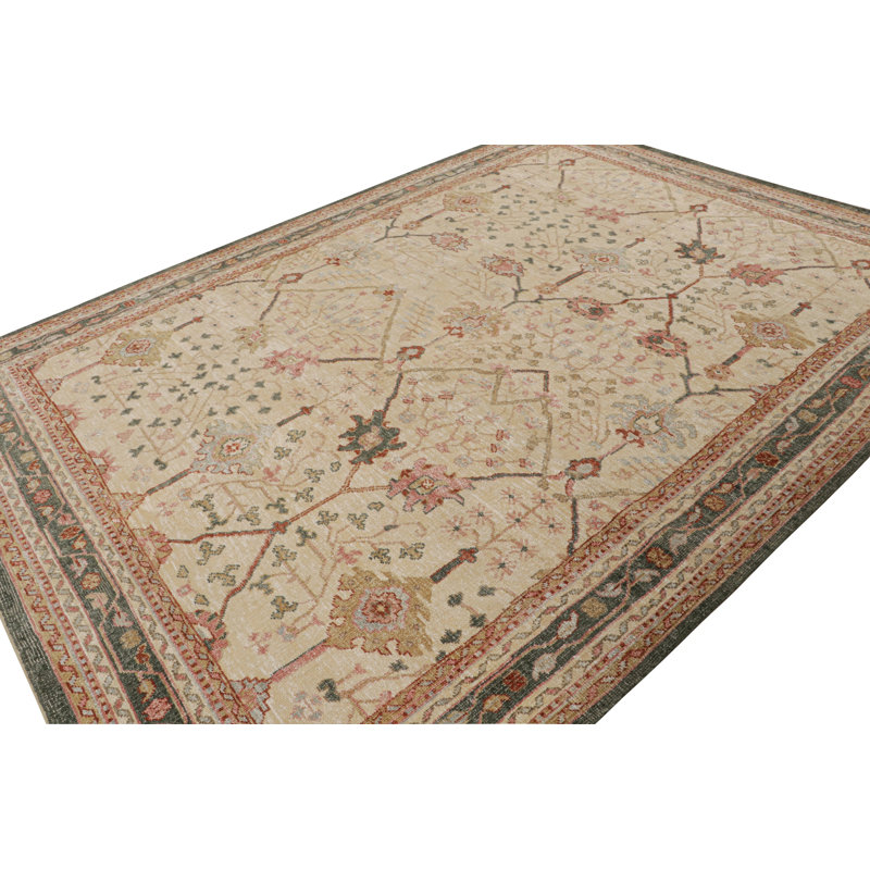 Oushak Hand Knotted Geometric Area Rug, Rectangle 5' x 7'