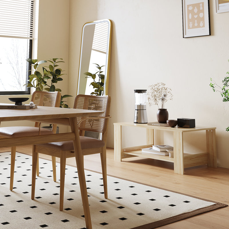 Table basse Zaib, Bois naturel, H 16,5 po x l 35,4 po x P 19,6 po