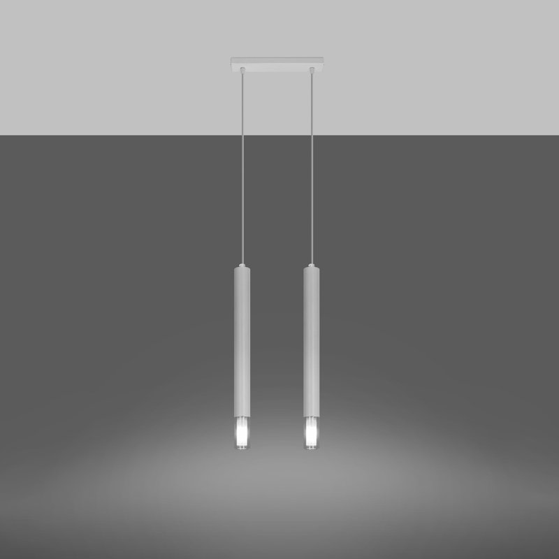 Bohlen - Light Stainless Steel Pendant, White, 2 Lights, 52cm W x 8cm D