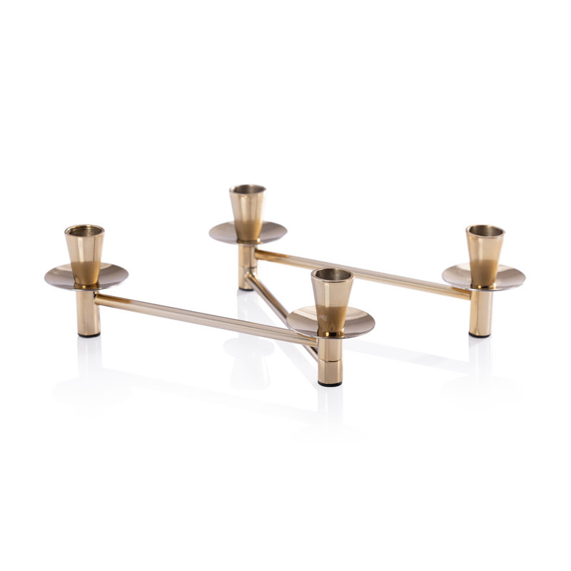 Méduse Expandable 4-Piece Taper Candle Holder Set, Gold