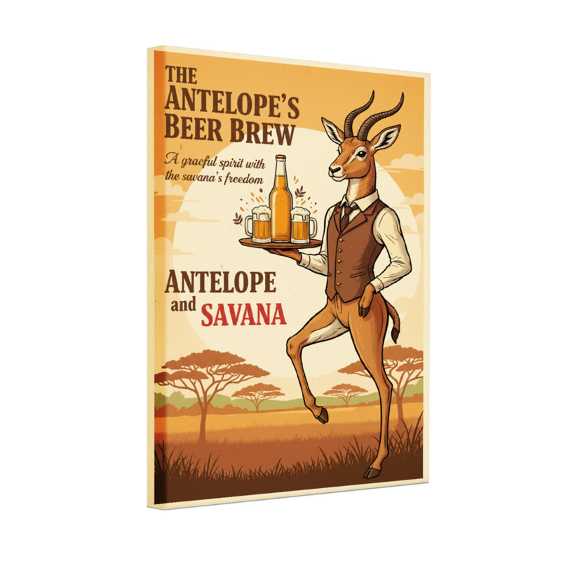 Fashion Antelope servant de la bière dans un paysage de Savana, H 18 po x l 12 po