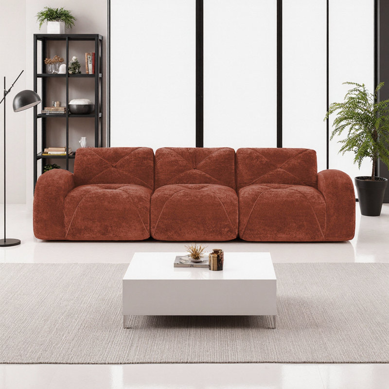 Canapé modulaire de luxe modulaire en tissu d'ameublement en velours, sans assemblage, de conception ergonomique Syrova, 3