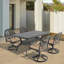 Ensemble de salle à manger 5 pièces en aluminium coulé résistant aux intempéries, comprenant 4 chaises pivotantes et une table rectangulaire avec cadre noir (même référence: W1710S00459)-1566669453