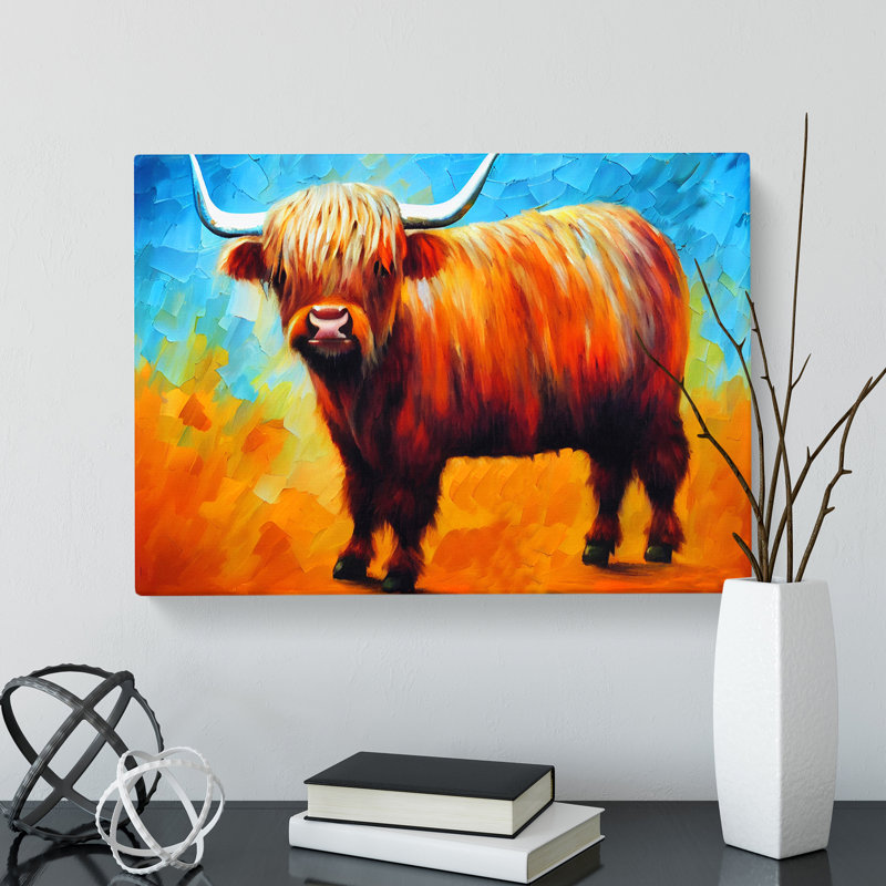 Highland Cow Painting Vol.1 Abstract - Wrapped Canvas, 35cm H x 50cm W x 3cm D