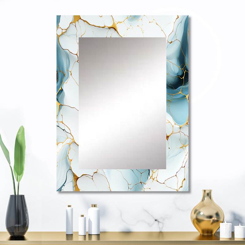 Oriental Elegance Marble Pattern - marble  Decorative Wall Mirror, Modern Mirror, Printed Metal Art, 32" x 24"