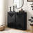 Mid Century Modern V-Shape Storage Cabinet, Black-931698748