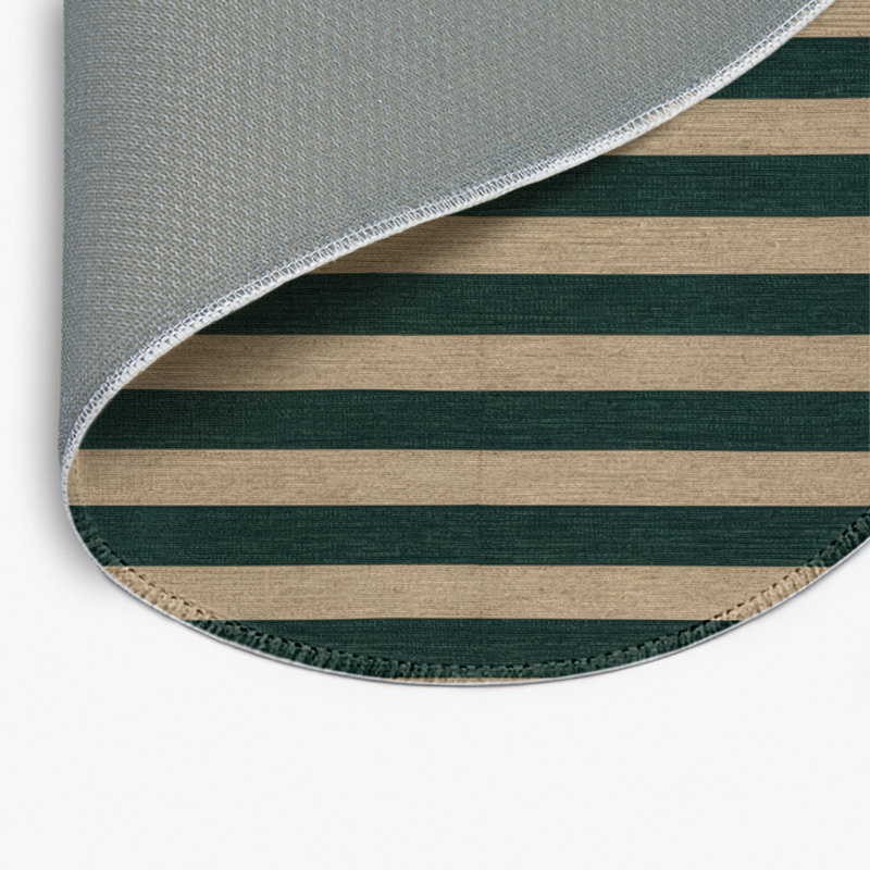 Tapis intérieur / extérieur vert HorizontalStripes, Rond 5 pi