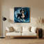 Chiens, chien d'eau portugais, art mural en métal bleu-470091472