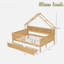 Lit plateforme House avec DEL, tablettes de rangement, tiroirs et garde-corps-994924516