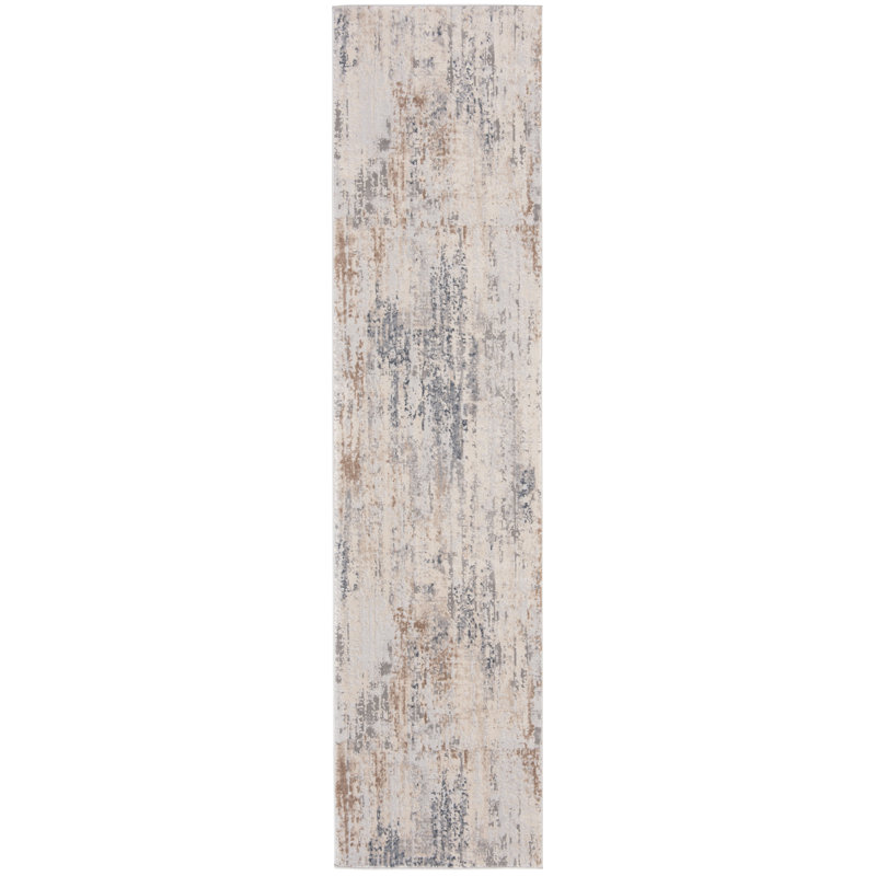 Keyra Abstract Cream/Grey Area Rug, Runner 2' x 8'