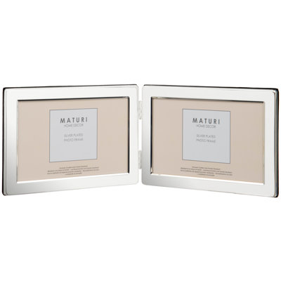 Silver Plated Double Photo Frame - Flat Edge Landscape