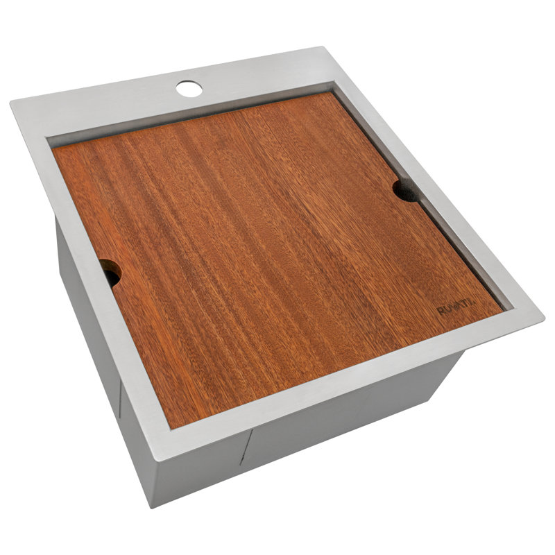 Roma Workstation 15" L x 15" W Drop-in Bar Sink, 18" L x 20" W, Stainless Steel