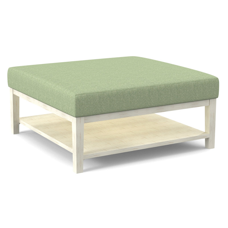 Hammond Square Ottoman, Antique Frost White Finish, White Performance Fabric; 0851-94