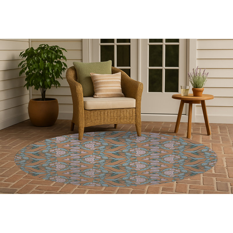 Tapis d'extérieur Piper, Brun, Rond 5 pi