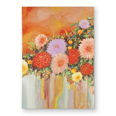 Colorful Abstract Flowers - Botanical Orange Outdoor Area Rug