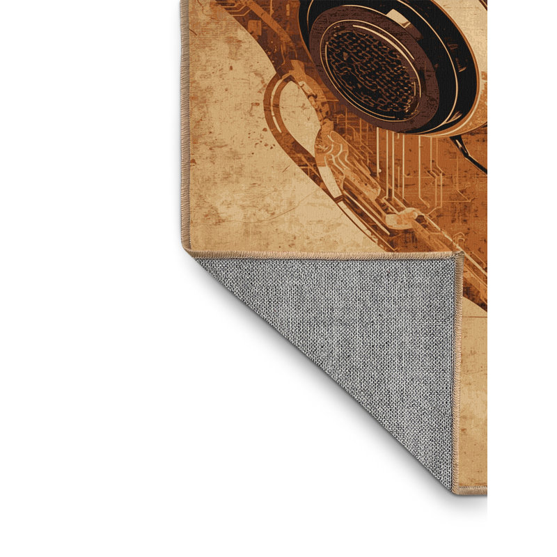 Tapis brun rustique lavable à la machine Parnika, 6 x 9
