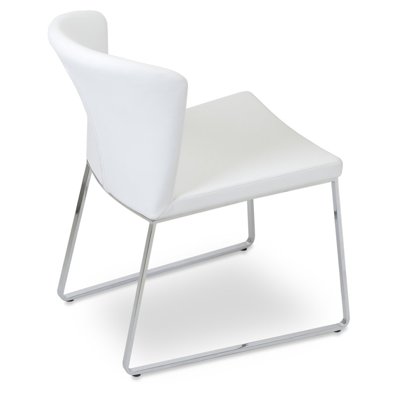 Capri Metal Solid Back Side Chair, White Faux Leather