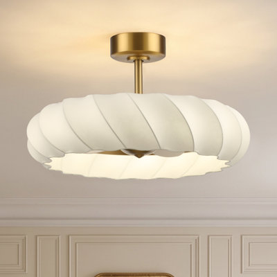 Ventilateur de plafond en fausse soie de 29 po avec lumière et télécommande, ventilateur de plafond à 3 lumières à intensité variable pour salon de chambre à coucher 
