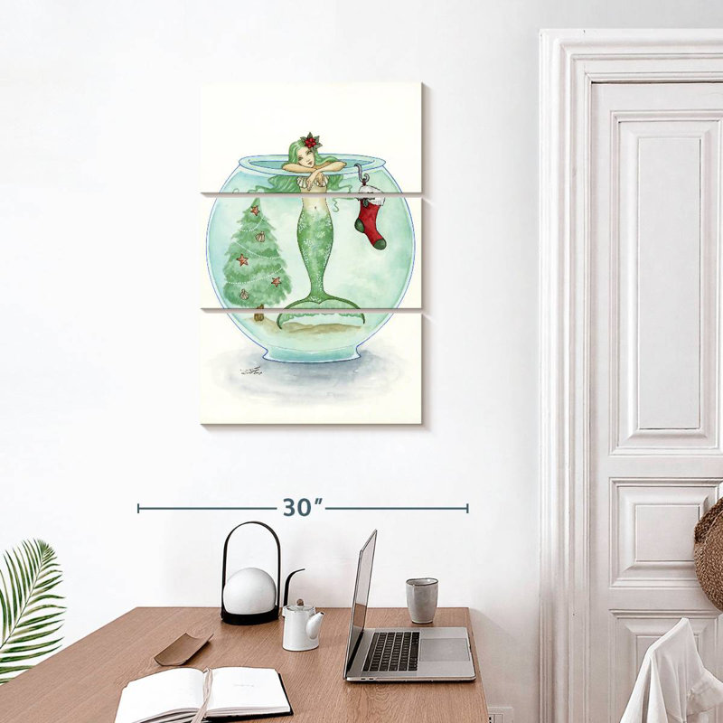 Kelan sirène en attente du père Noël, H 32 po x l 20 po