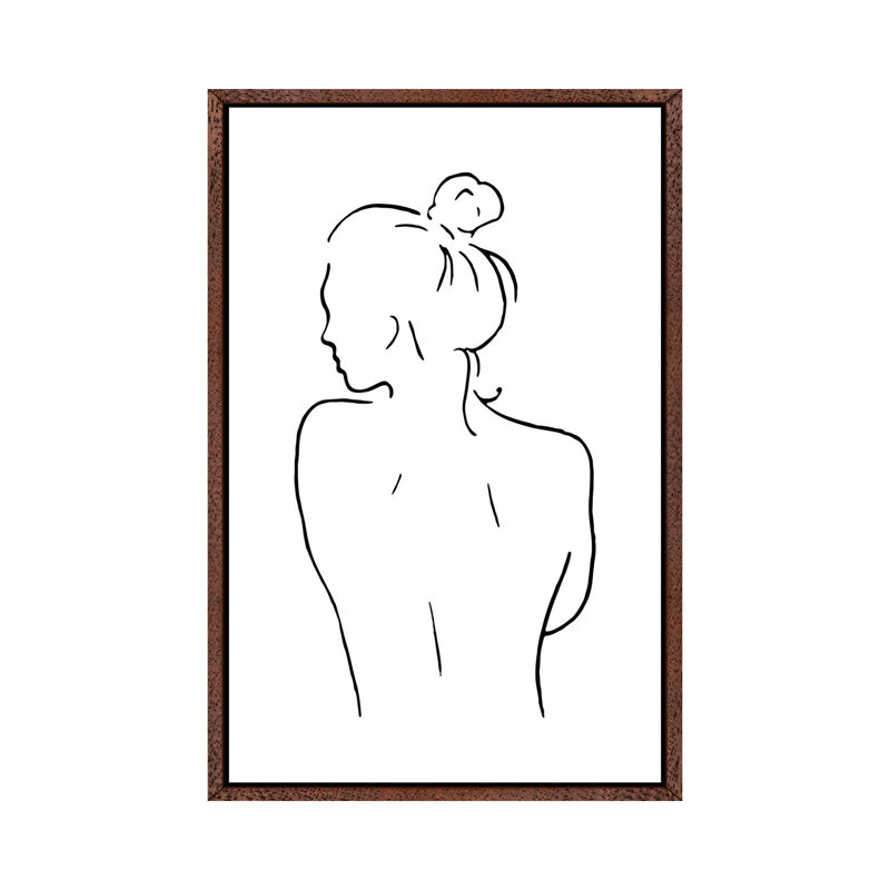 Female Body Sketch II - Print on Canvas, Classic Brown Wood Framed, 152.5 cm H x 101.5 cm W