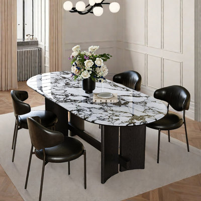 Modern Oval Luxury Faux Marble Dining Table Sets