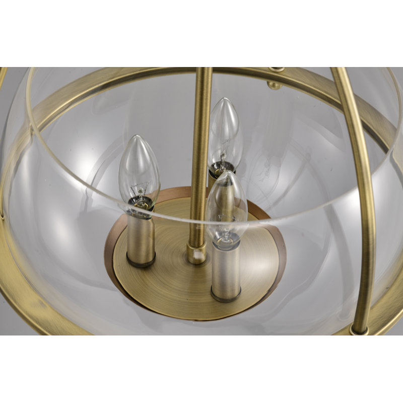 Luminaire suspendu bol 3 lumières Wewoka, Laiton rétro