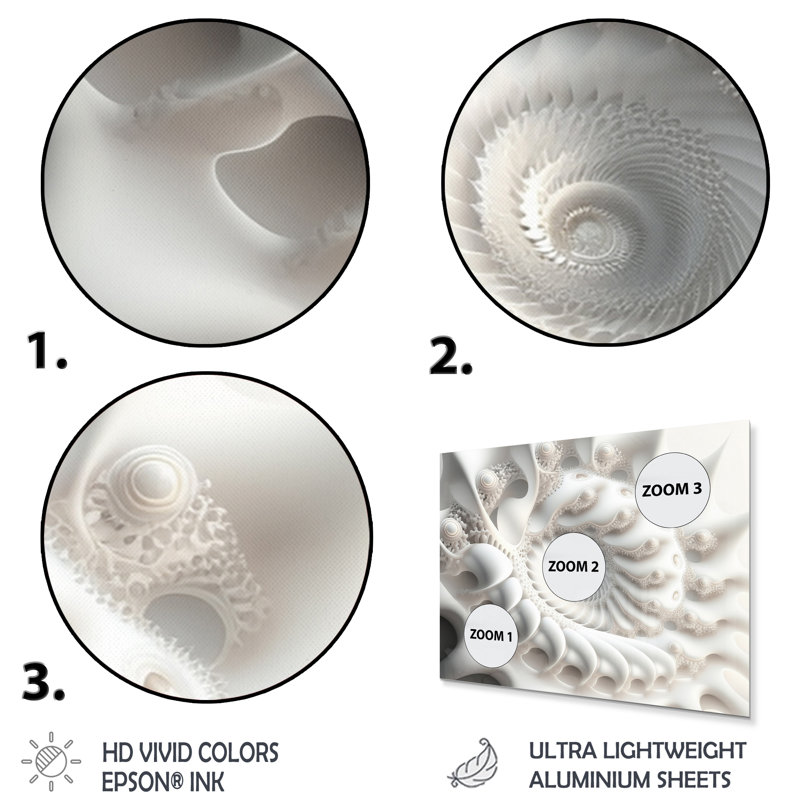 Décoration murale blanche géométrique en spirale blanche en spirale IV, H 16 po x l 32 po x P 1 po