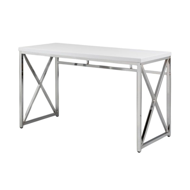 Bureau d'ordinateur en bois et métal blanc et argenté 47 po Greg