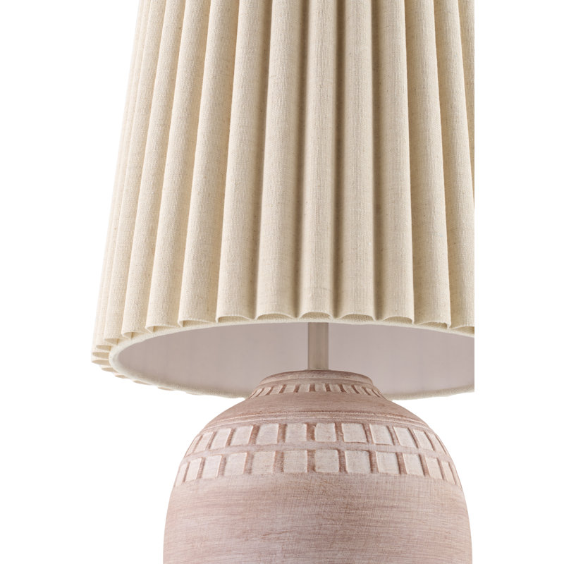 Lampe de table Arny, Base rose / abat-jour blanc