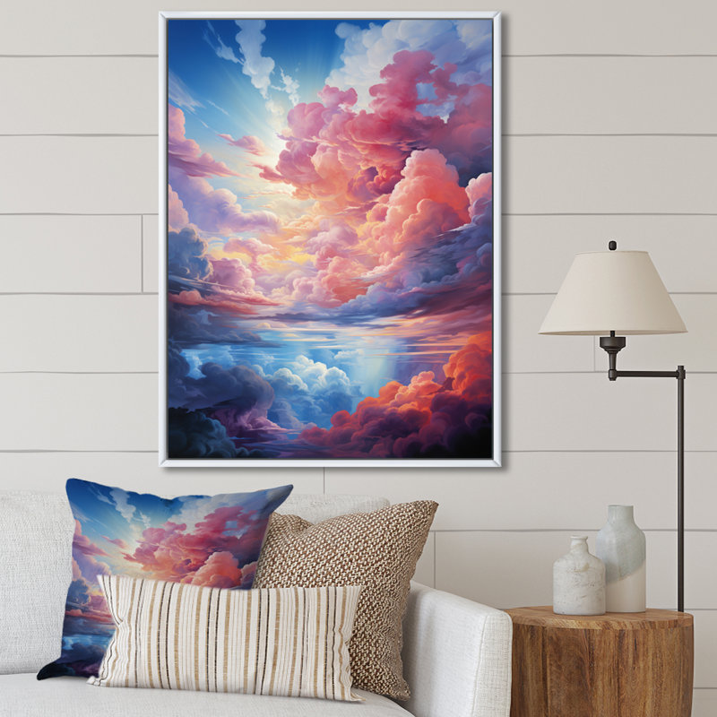 Toile de nuages T Tinta V, Cadre flottant blanc, H 32 po x l 16 po x P 1 po