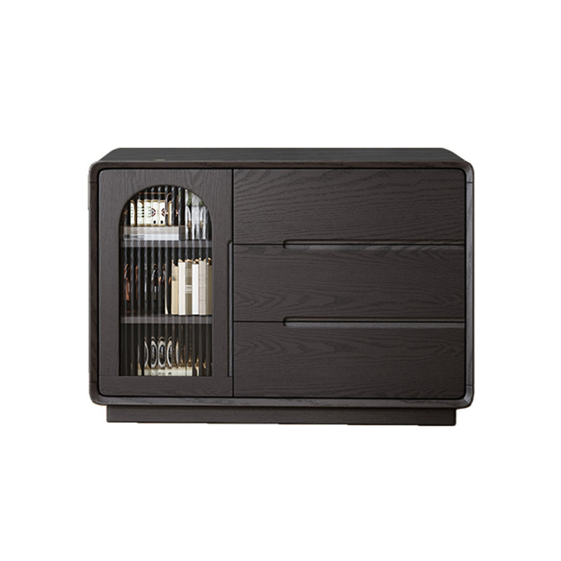 Buffet en bois massif de grande capacité. Buffet 43,3 po, Noir