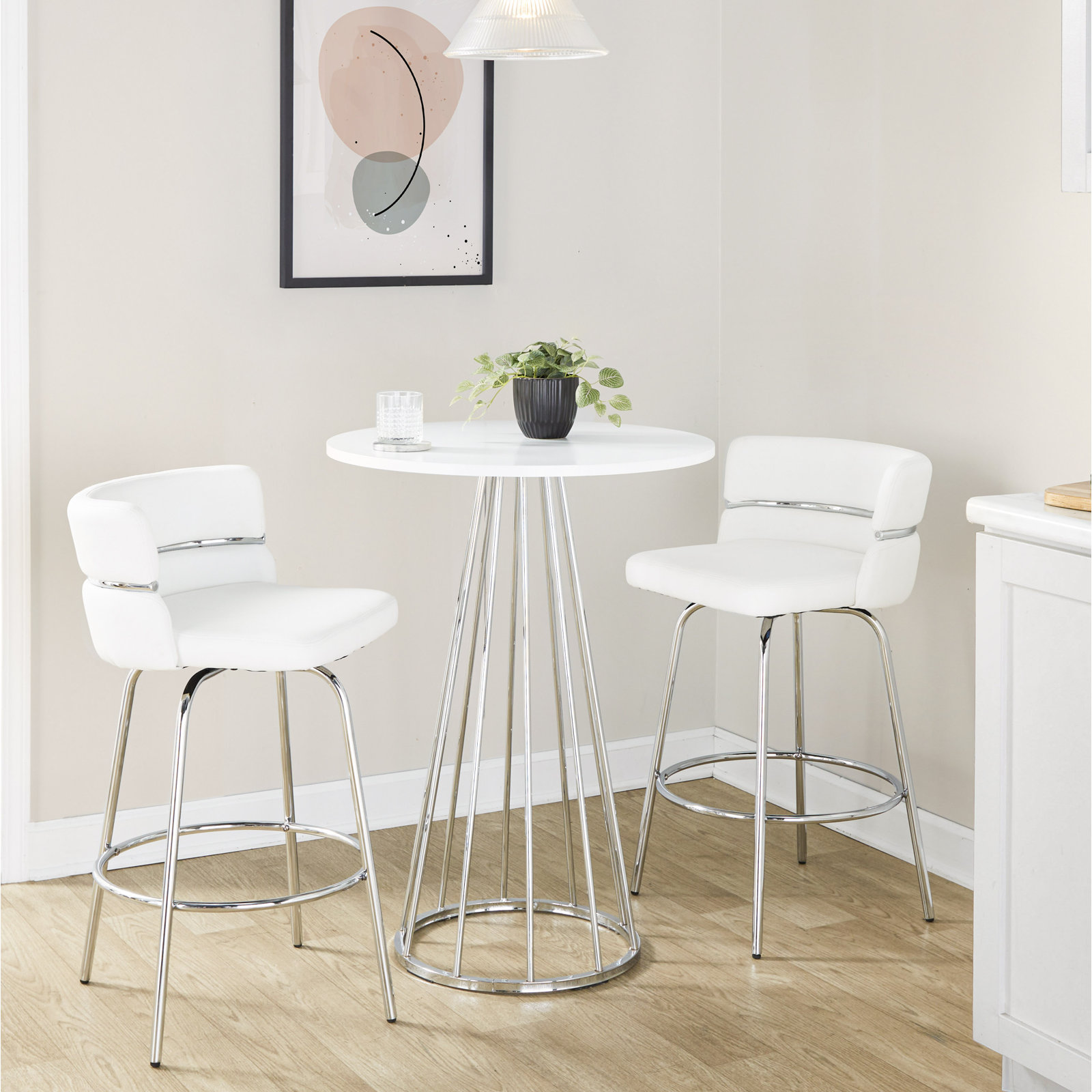 Canary Cosmo Counter Table, Gold, White, 36"