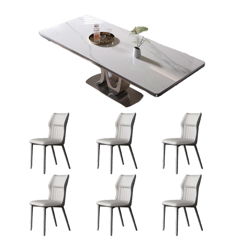 Table et chaise de luxe domestique, Blanc / gris, H 29,5 po x L 62,9 po x l 33,4 po