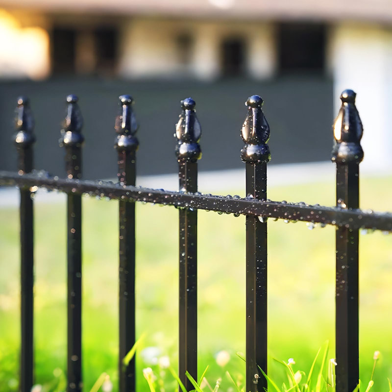 Outdoor Decorative Metal Garden Fence Panels Picket Design Anti-Rust Fencing Panels Animal Barrier, 5 Panels