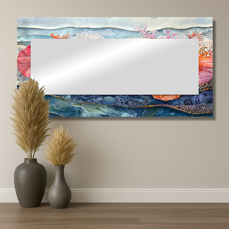 Colorful Sea Urchin And Flower Serenade - Animals Mirror Wall Decor - Printed On Metal, 28" x 55"