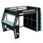 Lit mezzanine avec bureau, lumières DEL et stations de charge USB, lit mezzanine en bois avec 6 casiers de rangement, 6 tiroirs-953482808