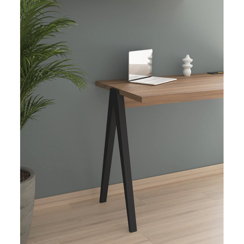Gundrath Solid Wood Base Writing Desk, Black, Walnut