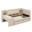 Lit de jour simple rembourré avec armoires rabattables et table d'appoint, cadre de lit multifonctionnel avec 2 tiroirs et tablettes-936432113