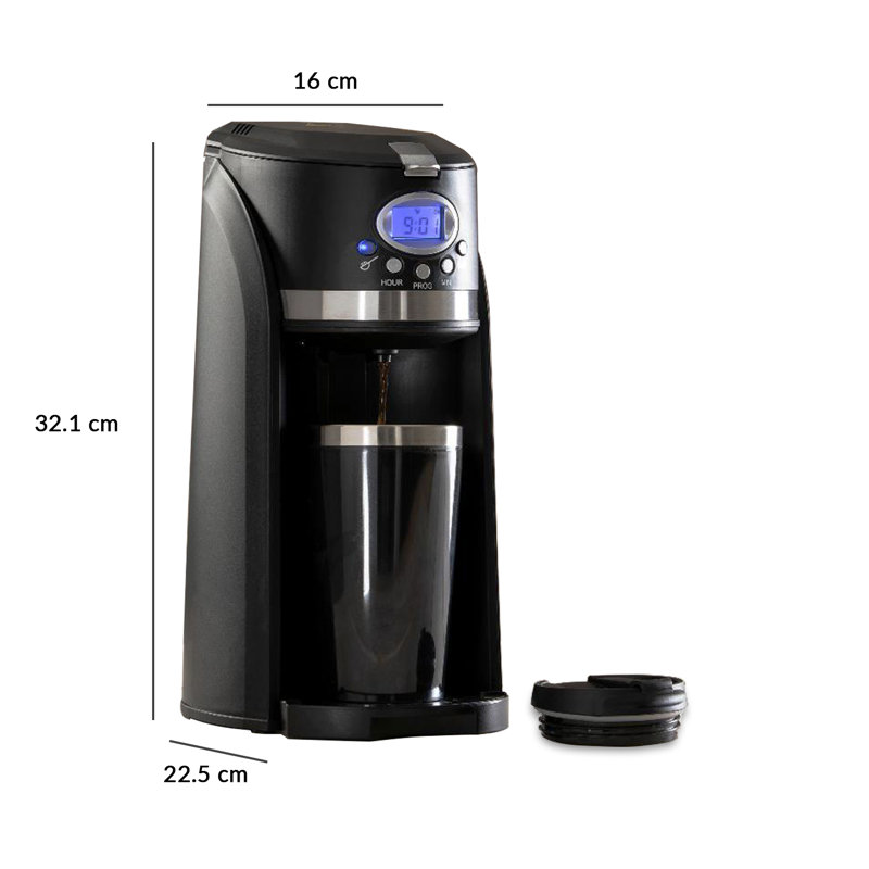 Innoteck Travel Filter Coffee Maker Grind And Brew 2 In 1 On-The-Go Automatic Coffee Machine With Stainless Steel Thermo Travel Mug