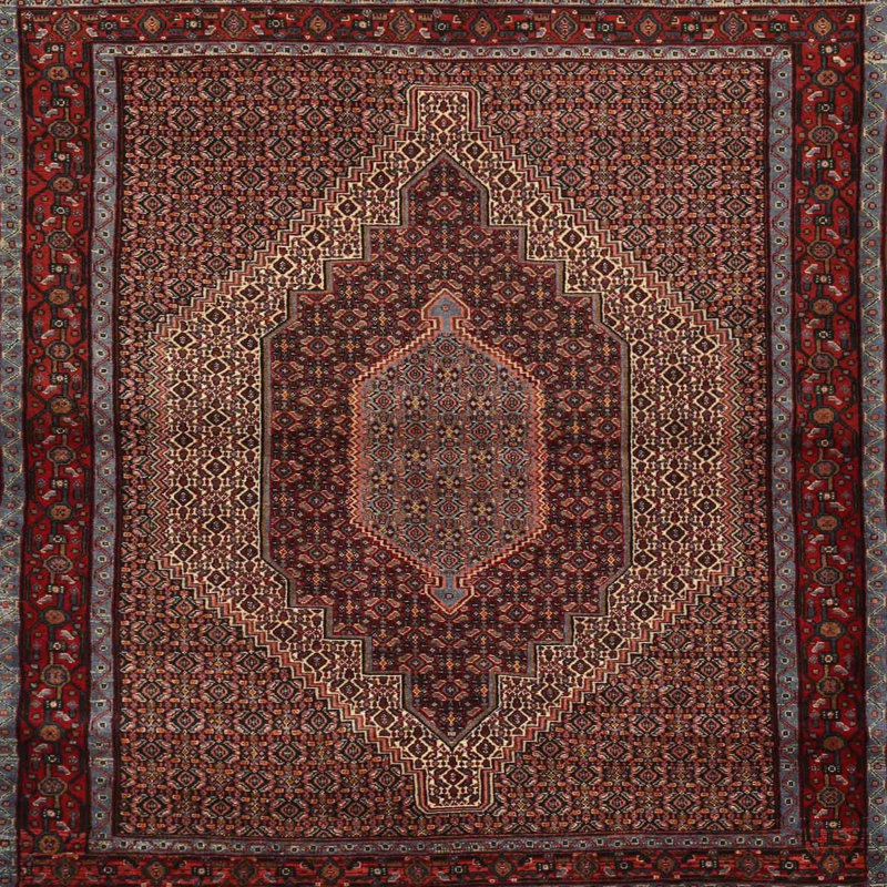 Tapis oriental orange / beige, Carré 6 pi
