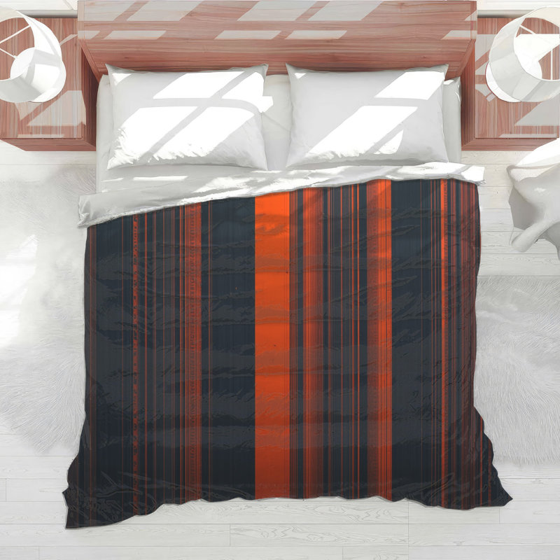 Black Orange Stripes Comforter, Queen