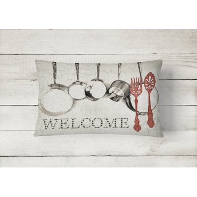Pots and Pans Welcome Indoor/Outdoor Throw Pillow