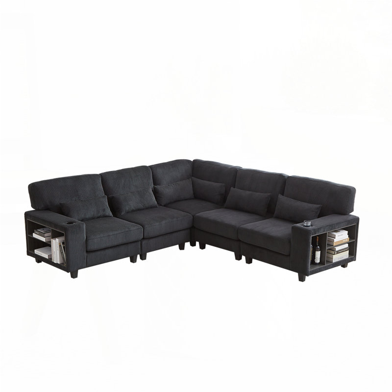 L-Shaped Modular Sectional Sofa, Black