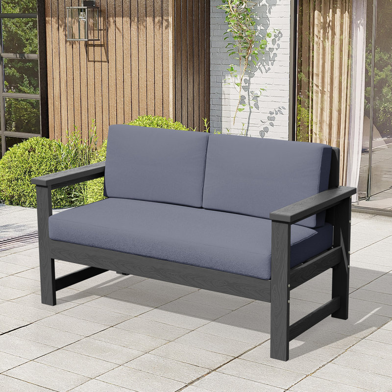 Outdoor HDPE Loveseat, Gray, Gray