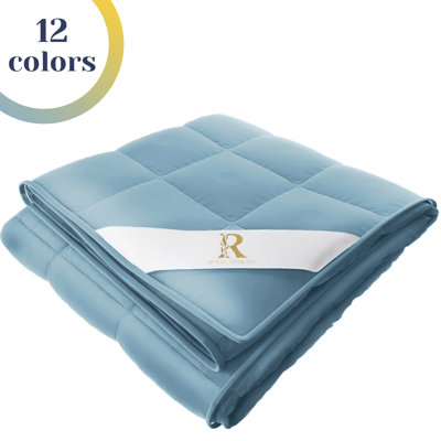 Couverture lestée Royal Therapie - Couvertures épaisses 100% coton avec perles de verre de qualité supérieure (80 po x 87 po 25 lb, cuir Texas), convient à deux personnes (~ 100 à 200 lb) - Utiliser sur un grand / très grand lit