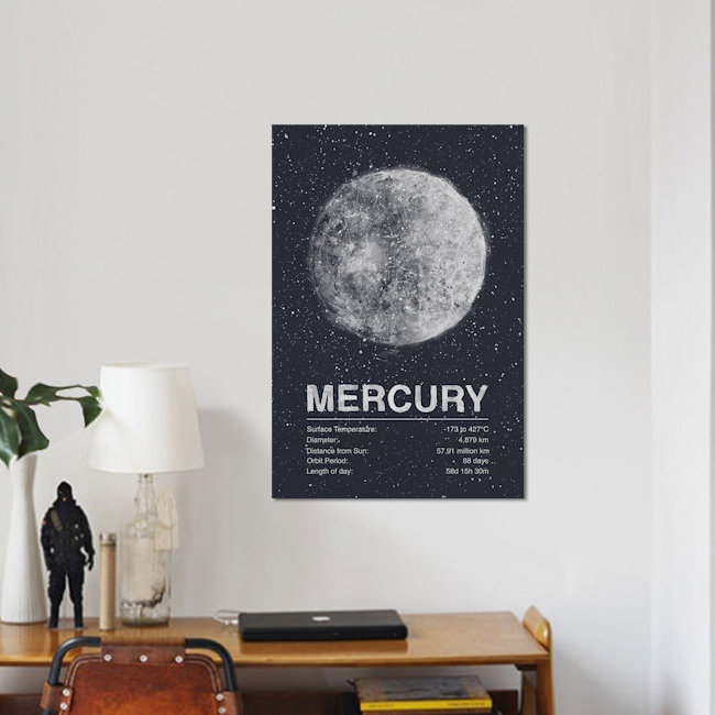 « the planets series : mercury », impression sur toile tendue, H 18 po x l 12 po x P 1,5 po, Toile tendue, Pas de tapis