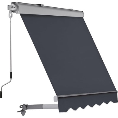 Rouxel Wall Mount Umbrella, Patio Window Awnings, Fully Assembled Retractable Sunshade Canopy