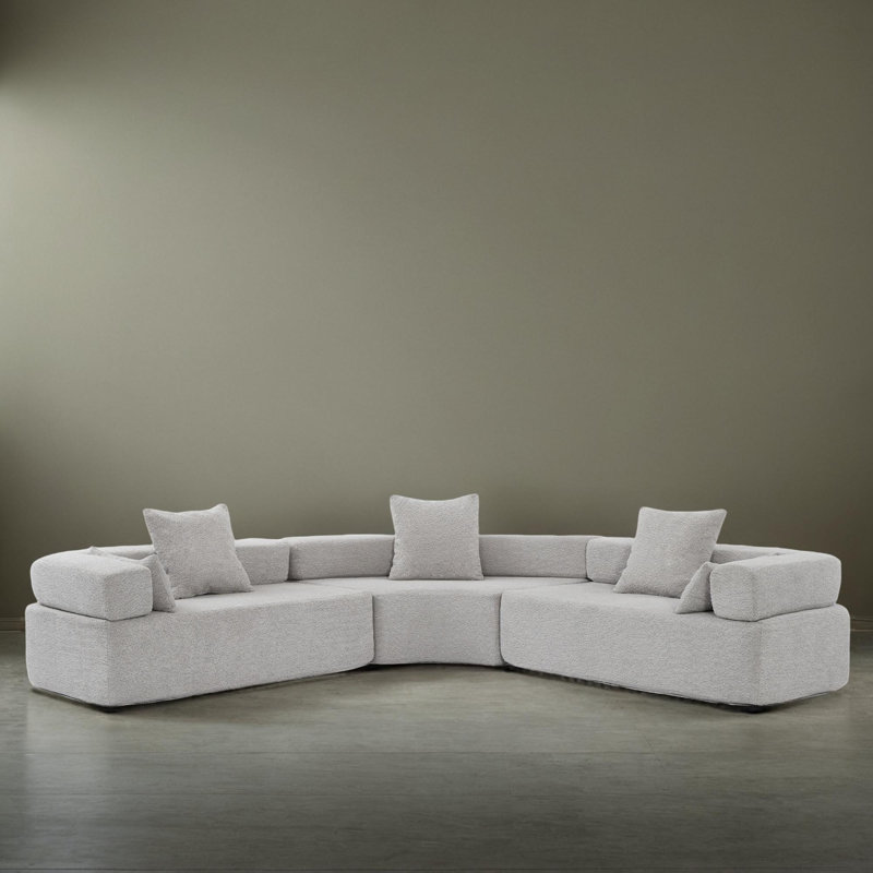 111" Wide L-Shaped Modular Corner Sectional Sofa, Gray