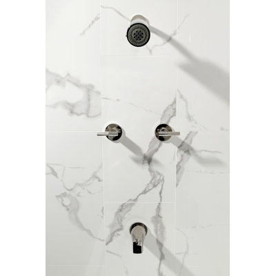 Kingston Brass Convergent Double-Handle Tub and Shower Faucet with Knurled Handle